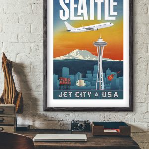 Seattle Poster in Frame